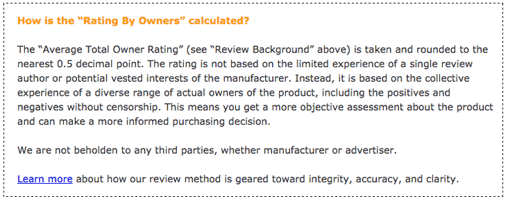 How the "Rating By Owners" is calculated